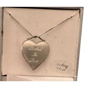 Sterling Silver Heart Pendant Necklace With locket  In Love Engraving & Keyhole